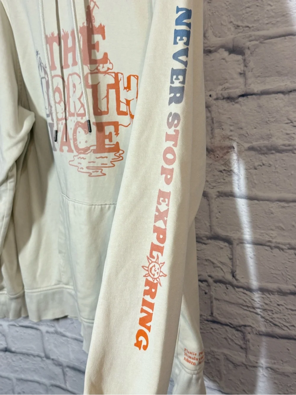 The North Face Men's Cream Logo Hoodie Sweater, Large